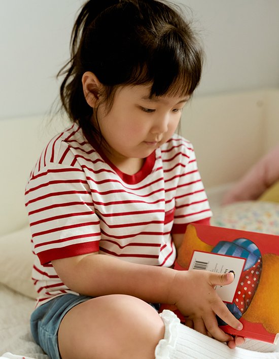 [와이잭] K_키즈 스트라이프 포켓 반소매 티셔츠 (180gsm) 4종 (택1)