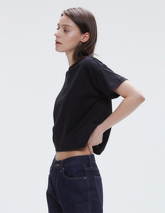 [와이잭] W_루즈핏 크롭 반소매 티셔츠 (180gsm) 4종 (택1)