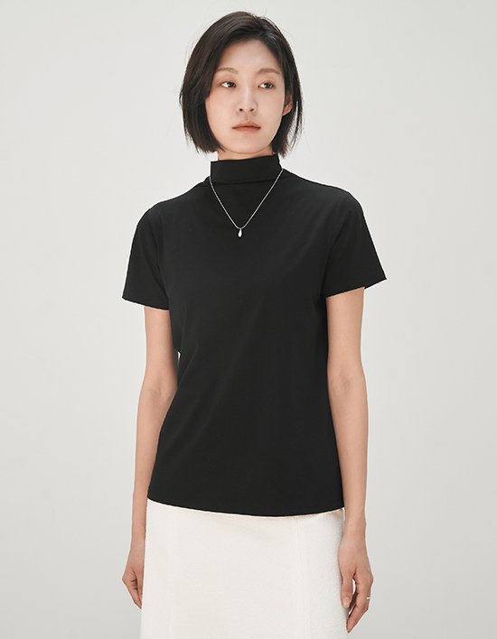 [와이잭] W_모어텐션 드레이프 모크넥 숏 슬리브 티셔츠 (120gsm) 3종 (택1)