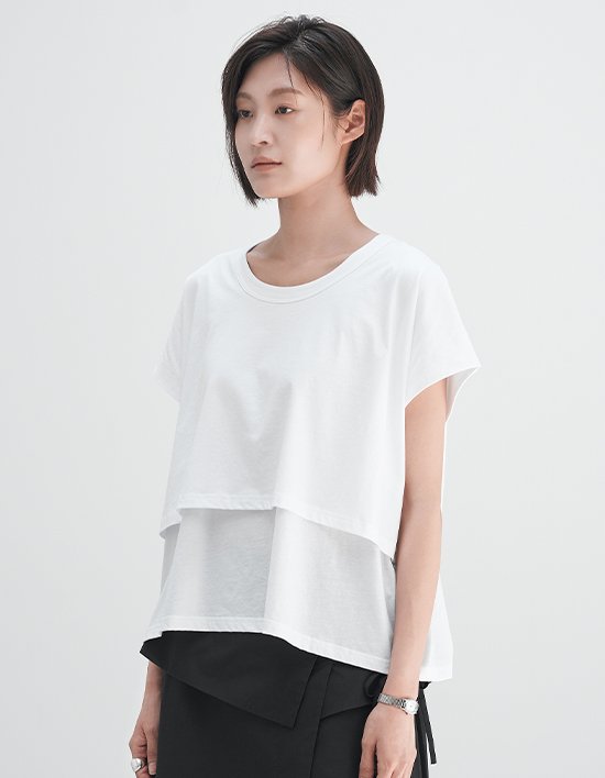 [와이잭] W_씬져지 더블 레이어 돌먼 슬리브 티셔츠 (115gsm) 2종 (택1)