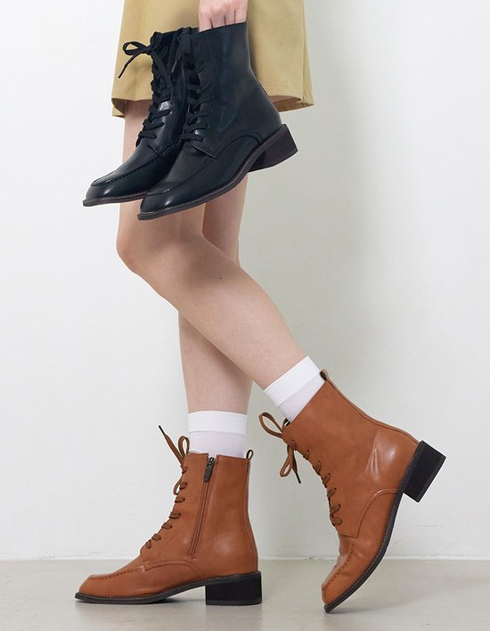 [세스띠] 클래식 스티치솔 스퀘어토 워커부츠 (2color)