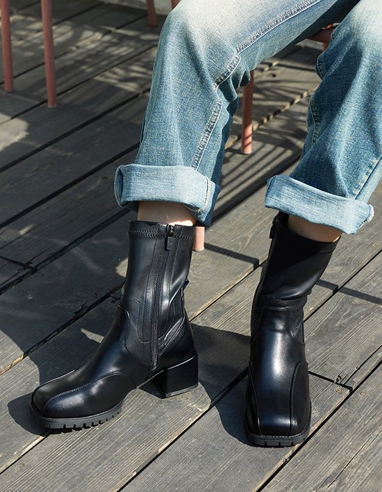 [세스띠] 엣지 시크 스판 부츠 (BLACK)