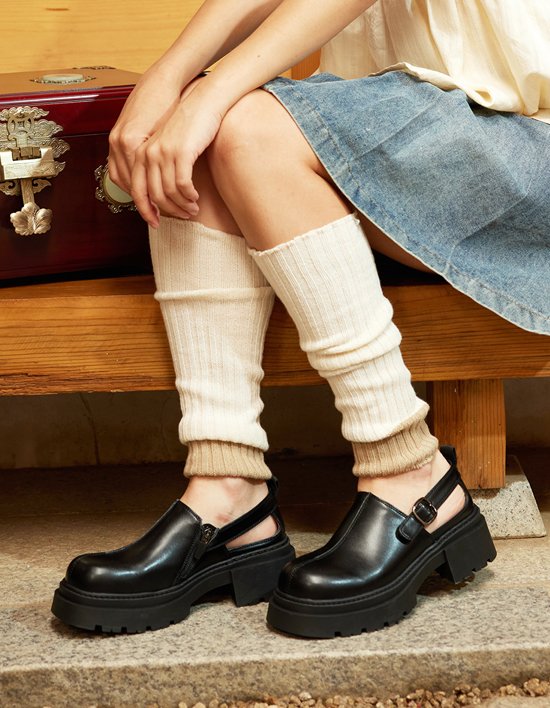 [세스띠] 오픈 클로그 버클 로퍼 (BLACK)