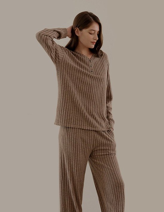 [라페어] 브라운 골지기모 헨리넥 상하의 3종 (택 1)