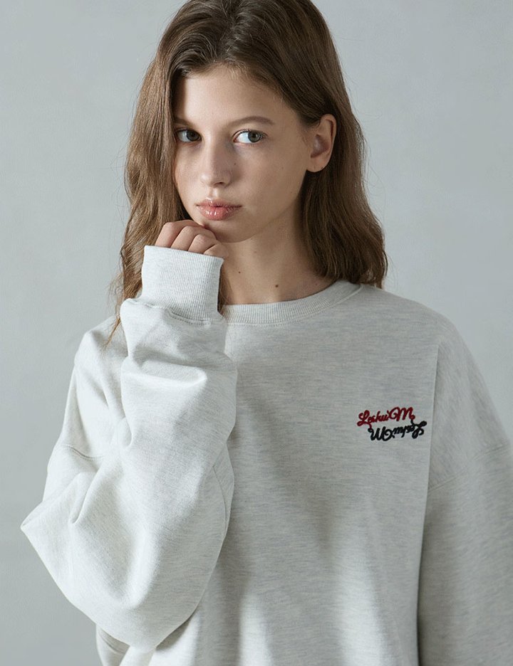 [레슈엠] 오버핏 자수 헤비웨이트 맨투맨