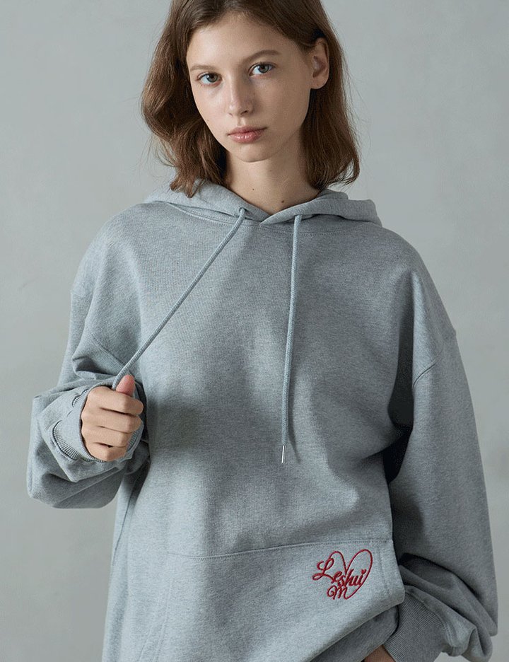 [레슈엠] 오버핏 자수 헤비웨이트 후드