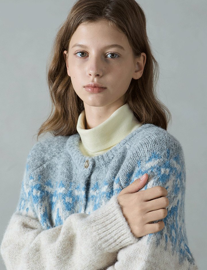 [레슈엠] 노르딕 울 혼방 니트 가디건_오트밀 (OATMEAL)