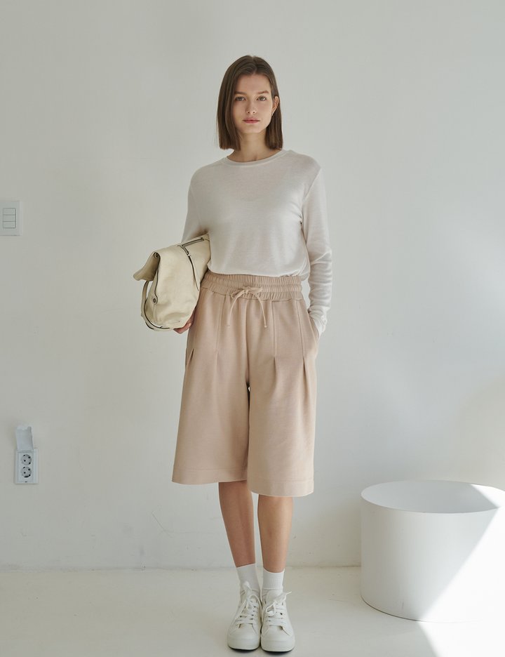[레슈엠] 피그먼트 핀턱버뮤다_베이지 (BEIGE)