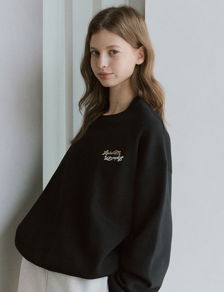 [레슈엠] 오버핏 자수 헤비웨이트 맨투맨