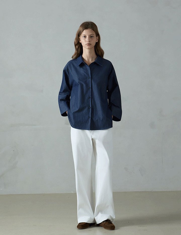 [레슈엠] 클래식 코튼 컷라인 와이드 슬랙스