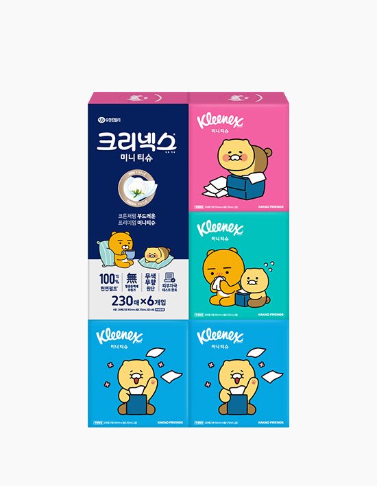 [크리넥스] 2겹 천연펄프 디럭스 미니 카카오 미용티슈 (230매 X 6입)