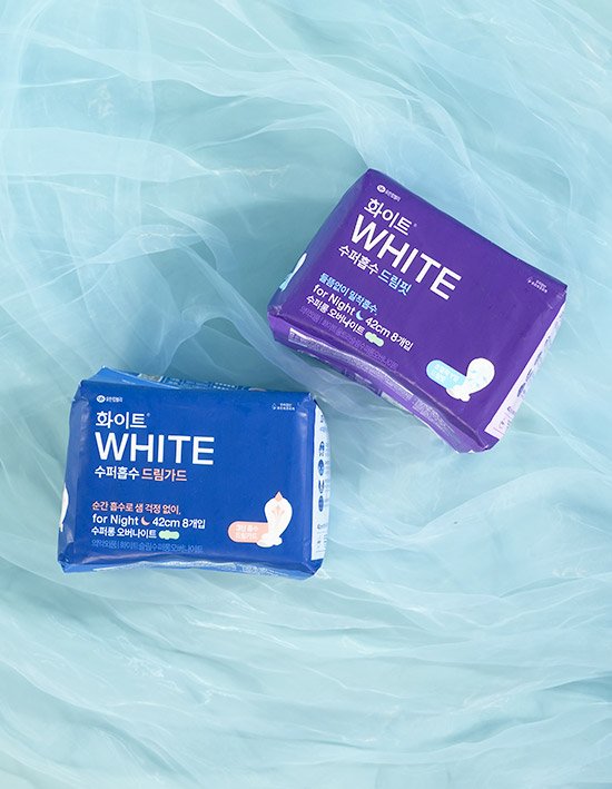 [화이트] 수퍼흡수 수퍼롱 생리대 2종 (택1)