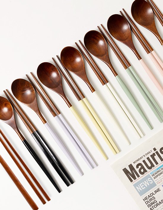 [라리사] 우디 옻칠 2인 수저세트 9종 (택1)