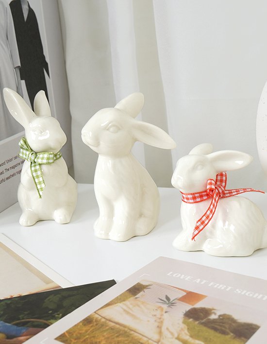 [지오샵] 세라믹 토끼 패밀리 래빗 오브제 3종 세트