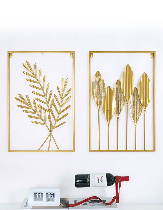 [지오샵]  철제 골드 나뭇잎 벽걸이 액자 5종 (택1)