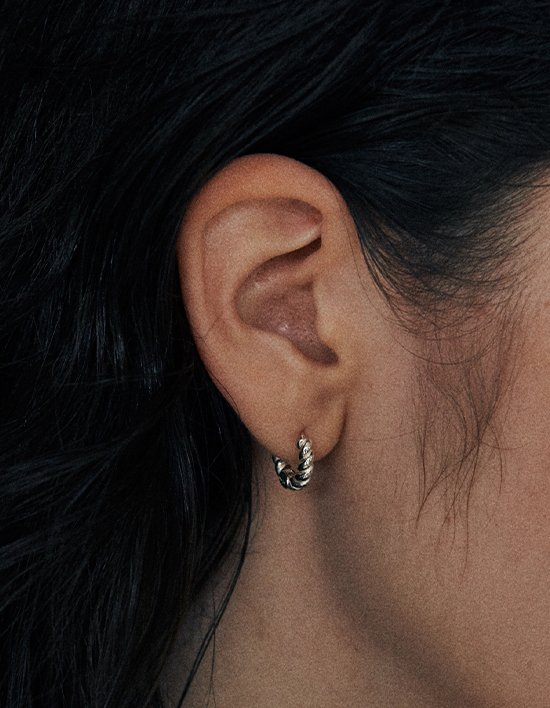 [베흐트] 부트 꼬임 원터치 귀걸이 (실버) (단품)