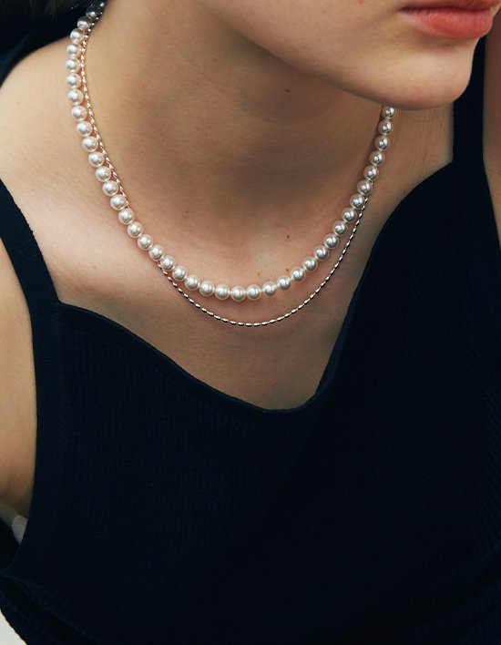 [베흐트] 미니 리지 체인 목걸이 (실버) (단품)