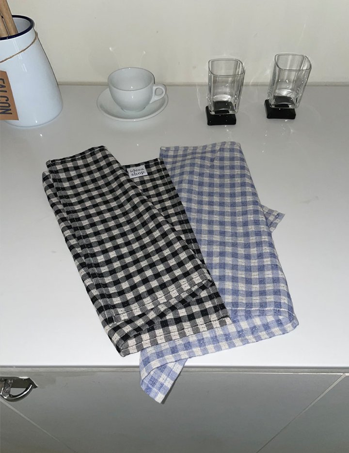 [아이디어숍] 깅엄 키친크로스 SET (2개 묶음) (스카이블루+블랙)