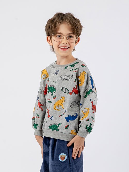 [오즈키즈] 알록다이노 유아 맨투맨 티셔츠 그레이