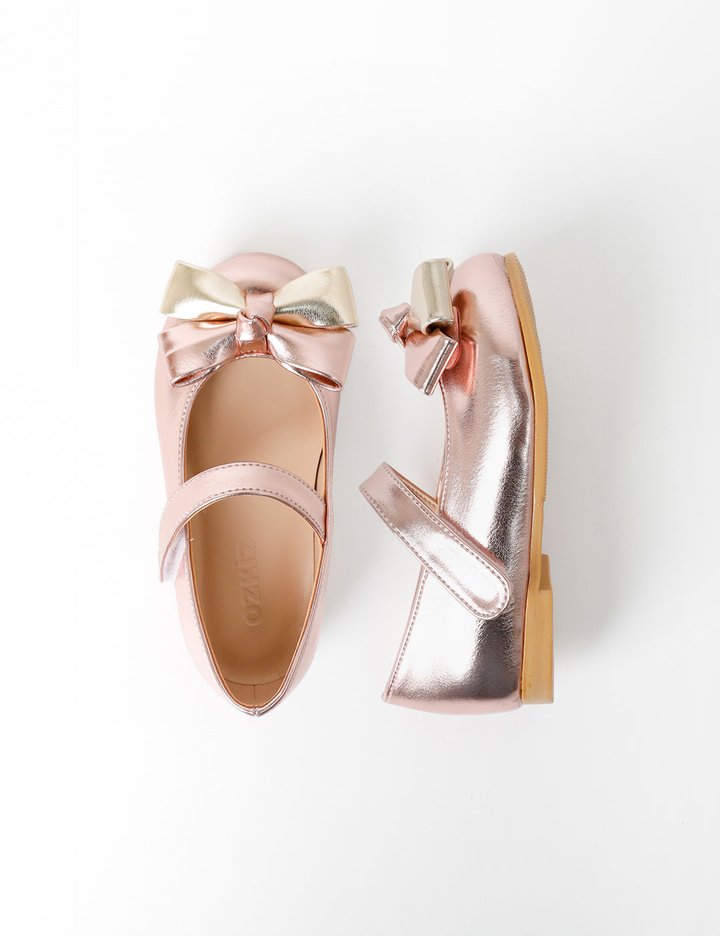 [오즈키즈] 로즈골드리본 여아 구두 로즈골드