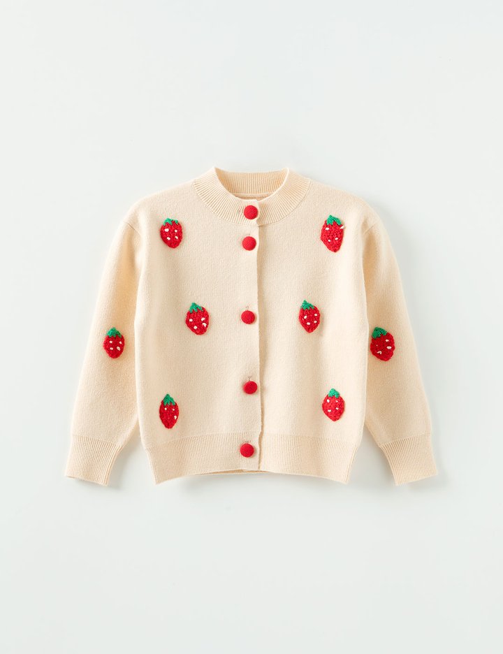 [오즈키즈] 빨간딸기 유아 니트 가디건 크림