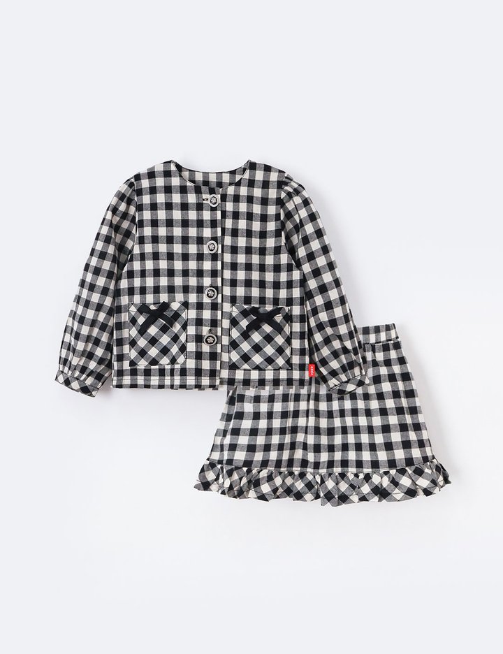 [오즈키즈] 베론체크 여아 상하복 세트 블랙