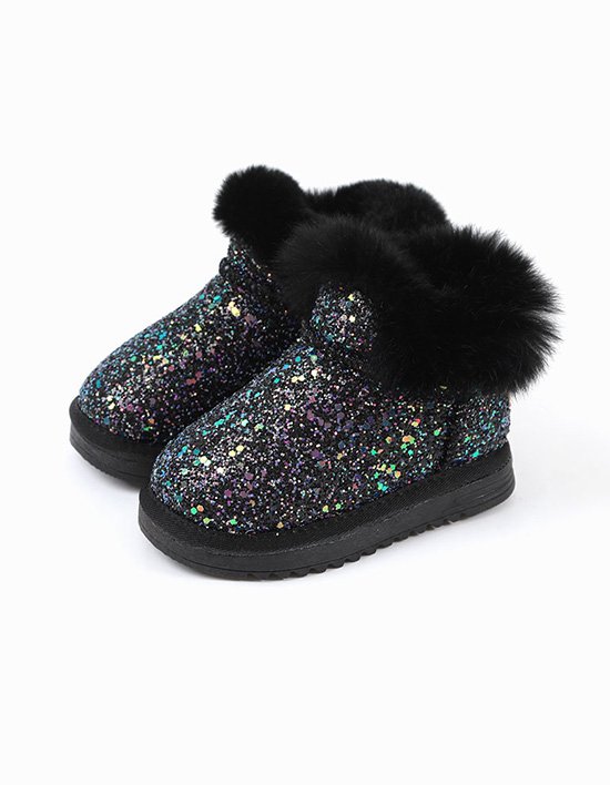 [오즈키즈] 반짝이는겨울 유아 양털부츠 블랙