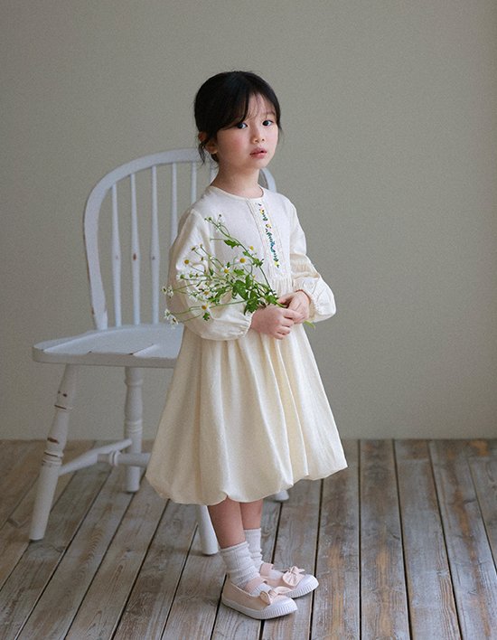 [오즈키즈] 마리플라워 여아 원피스 아이보리