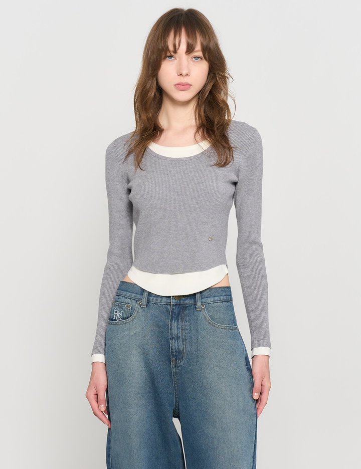 [제너럴아이디어] 레이어드 리브드 롱 슬리브 니트 3COL / WBD3L05513