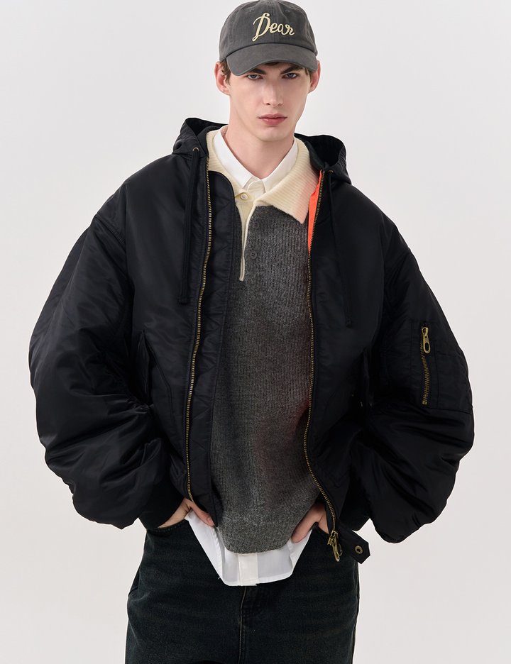 [제너럴아이디어] UNISEX 후디 플라이트 봄버 자켓 2COL / SBD3U07001