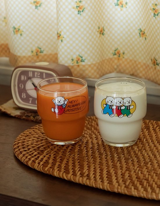 [데일리라이크] 빈티지 미니 유리컵 2P 세트 2종 (택1)