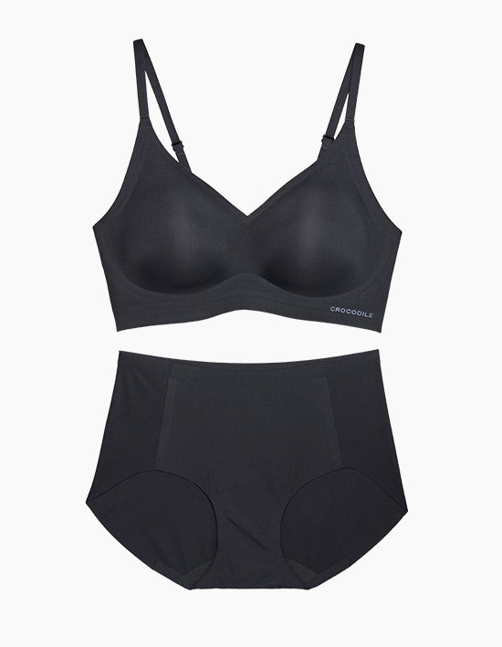 [크로커다일 감탄브라] 초경량 쿨라이트 에어핏 패드일체형 후크형 브라팬티