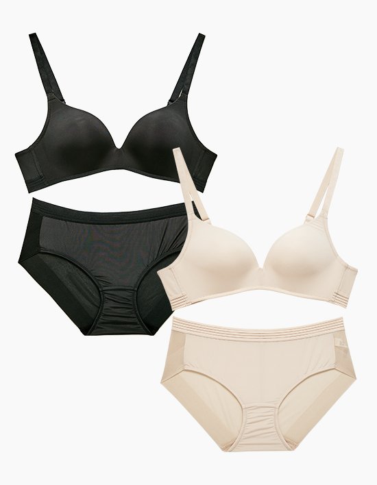 [플레이텍스] 노와이어 시크릿밴드 브라팬티 4종