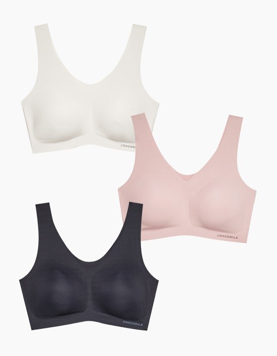 [크로커다일 감탄브라] 인견쉘론 패드일체형 브라 3종