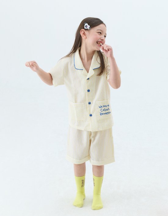 [베네통키즈] 시어서커 파자마세트 옐로우