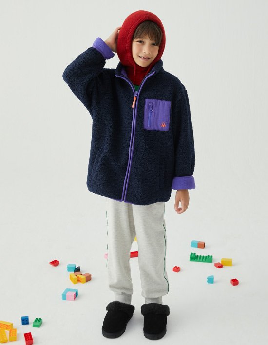 [베네통키즈] 공용 하이넥 플리스자켓