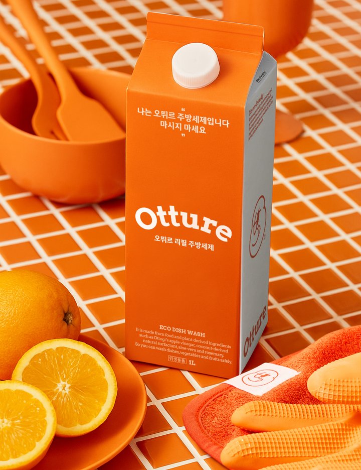 [오뛰르] 친환경 주방세제 테트라 리필팩 (1L)
