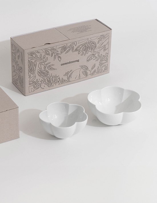 [세라믹몽] 기프트패키지 비정형 5잎 볼 SET 2P 유광/무광