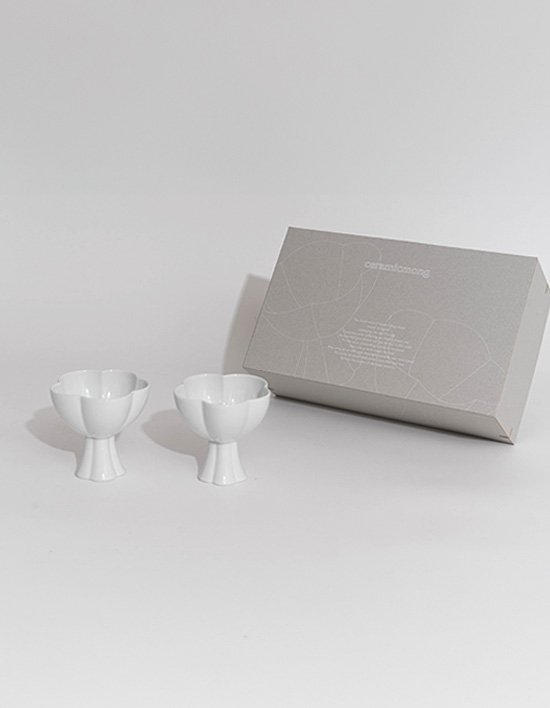 [세라믹몽] 기프트패키지 비정형 5잎 와인잔&디저트볼 2P 유광/무광