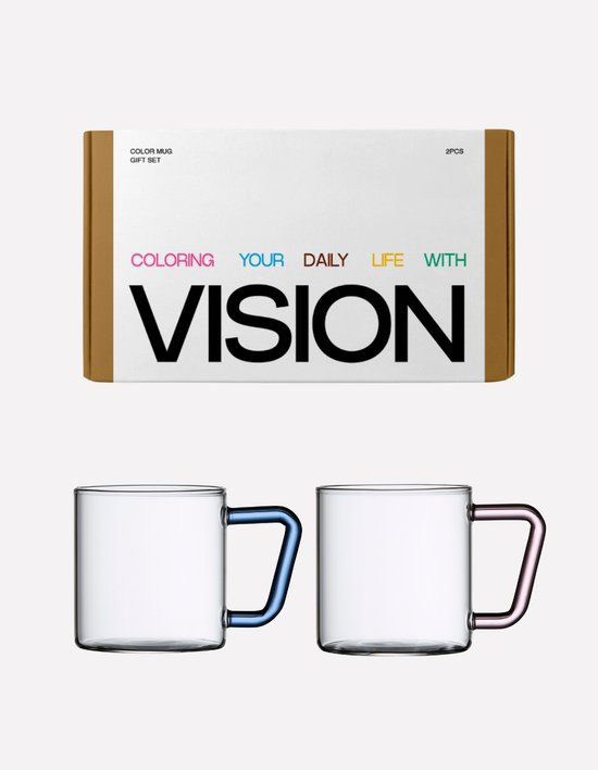 [비젼글라스] 컬러머그컵 400ml 선물세트 (2P)