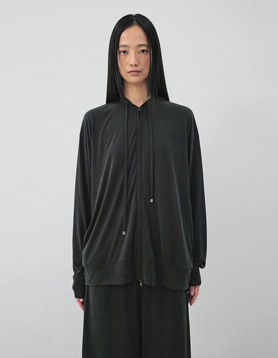 [ONE] 모달 후드 집업_차콜