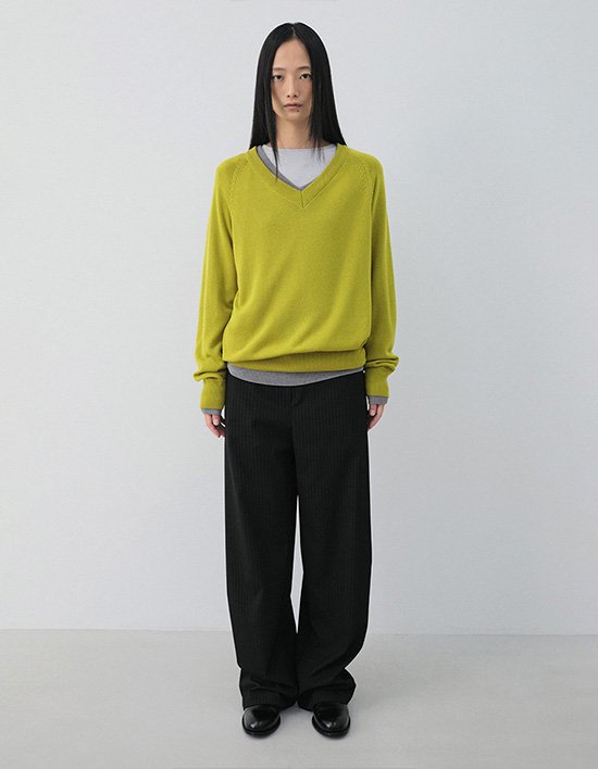 [ONE] 나그랑 울V 니트_올리브