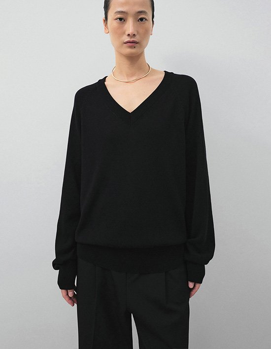 [ONE] 나그랑 울V 니트_블랙