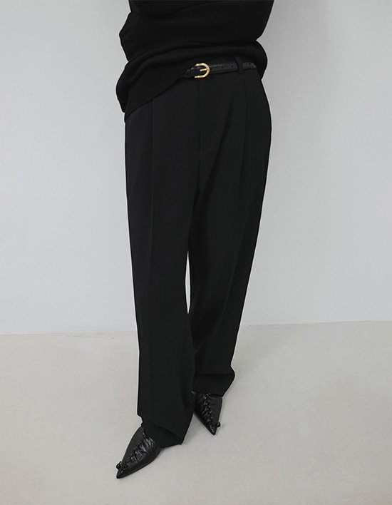 [ONE] 프론트 원턱 슬랙스_블랙