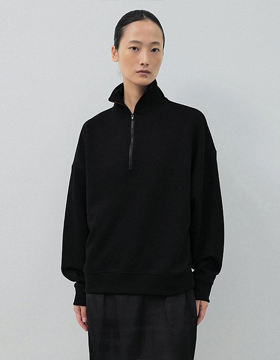 [ONE] 하프 집업 맨투맨_블랙