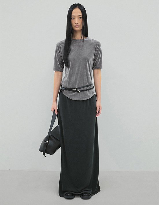 [ONE] 모달 맥시 스커트_차콜