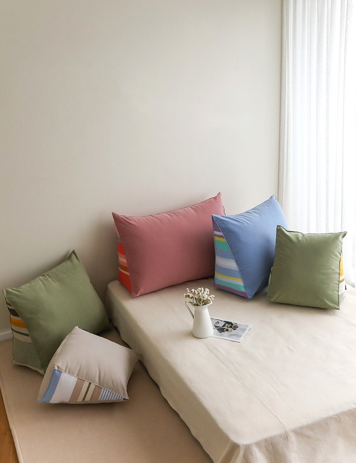 [오리고] 셔벗 삼각 등쿠션 소/중/대형 (솜포함) 12종 (택1)