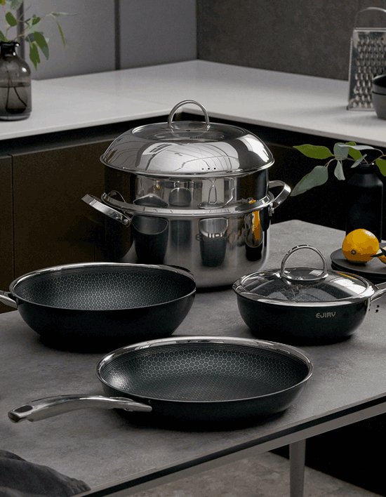 [에지리] 통3중 스텐큐브G 스텐 후라이팬 곰솥 세트 (7P 세트)