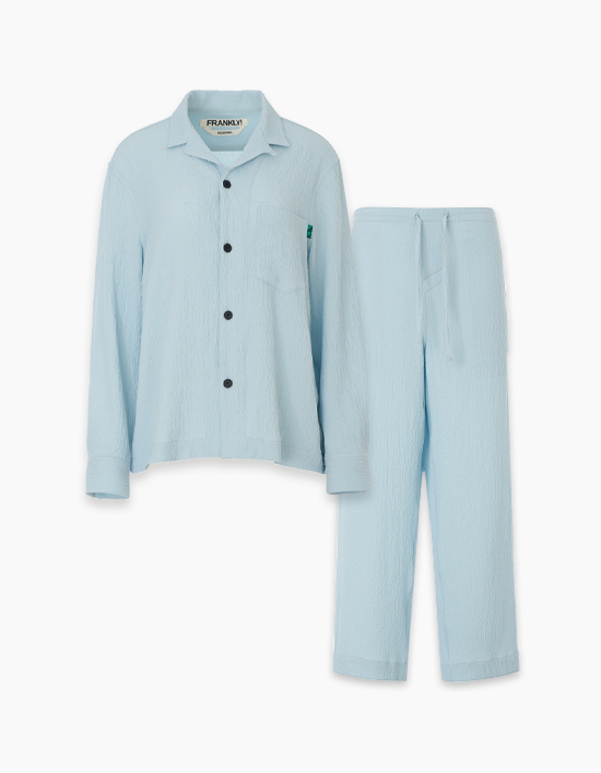 [프랭클리] 플리츠 파자마 세트 스카이블루