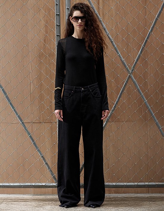 [르쏭드비] 로우 헴 와이드 데님 (블랙) 2종 (택1)